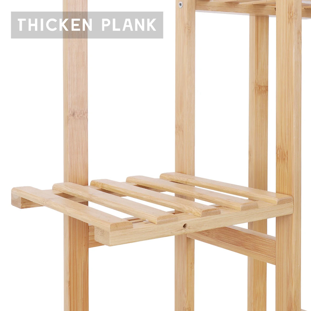 5 / 6 Tiers Tall Bamboo Plant Stand Corner Flower Display Rack for Indoor Outdoor