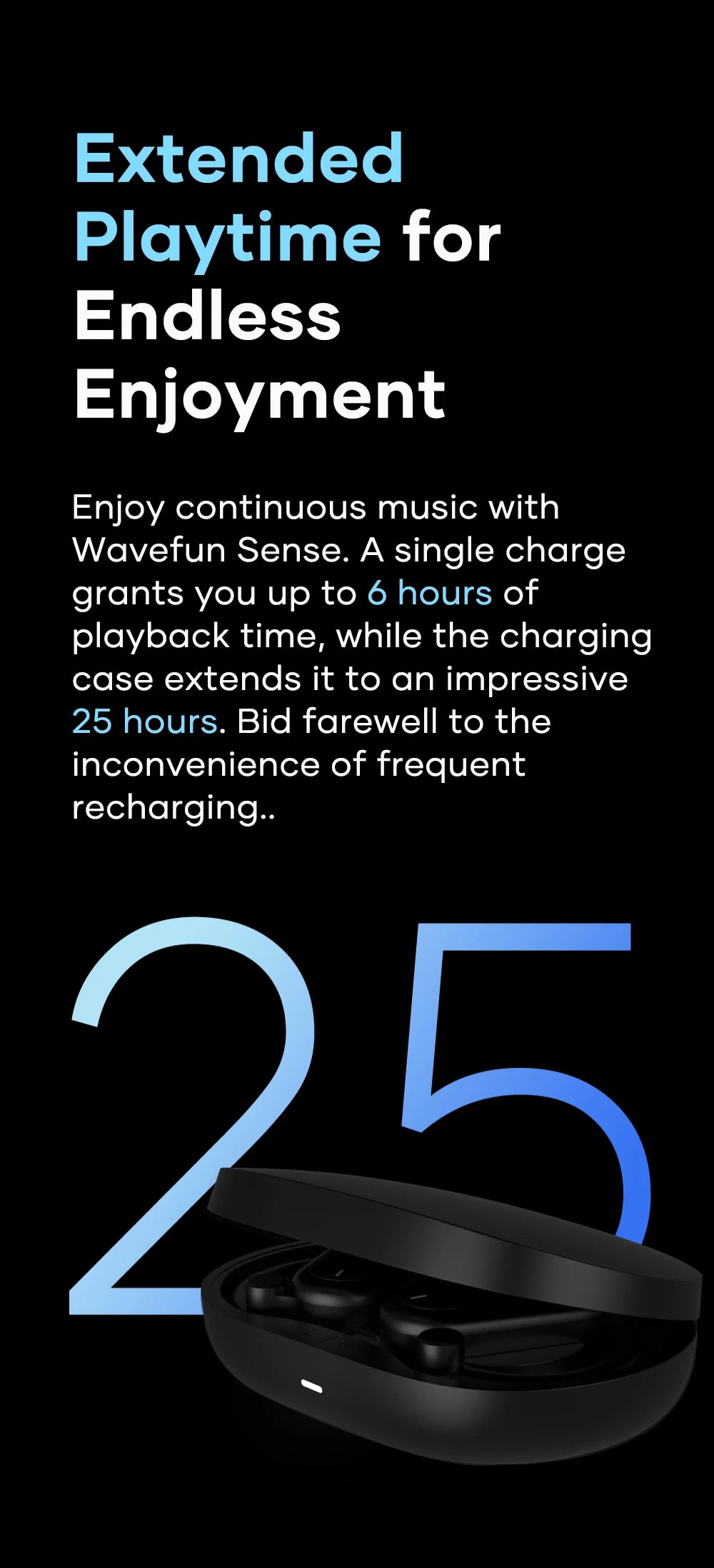 Wavefun Sense Open-Ear Wireless Headphones – Bluetooth 5.3 with Mic & Adjustable Hook