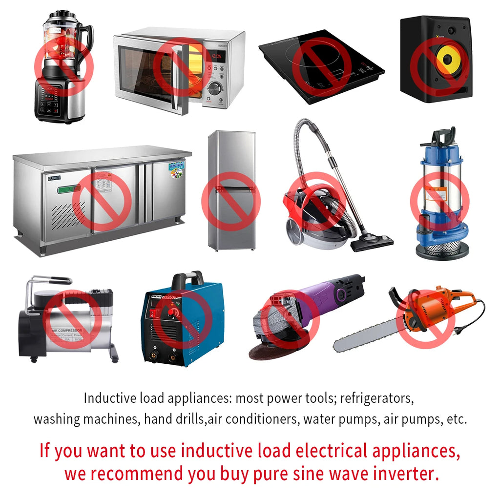 Car Power Inverter 600W–2500W – 12V DC to 110V/220V AC Converter with Dual USB