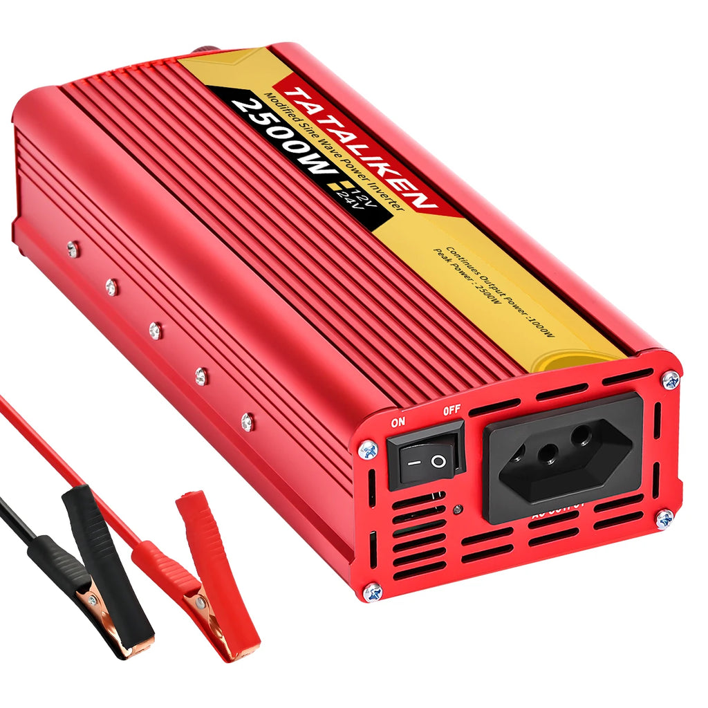 Car Power Inverter 600W–2500W – 12V DC to 110V/220V AC Converter with Dual USB