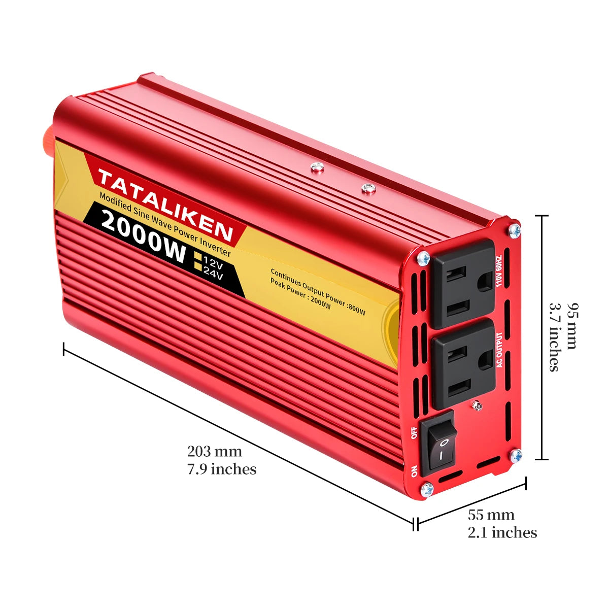 Car Power Inverter 600W–2500W – 12V DC to 110V/220V AC Converter with Dual USB