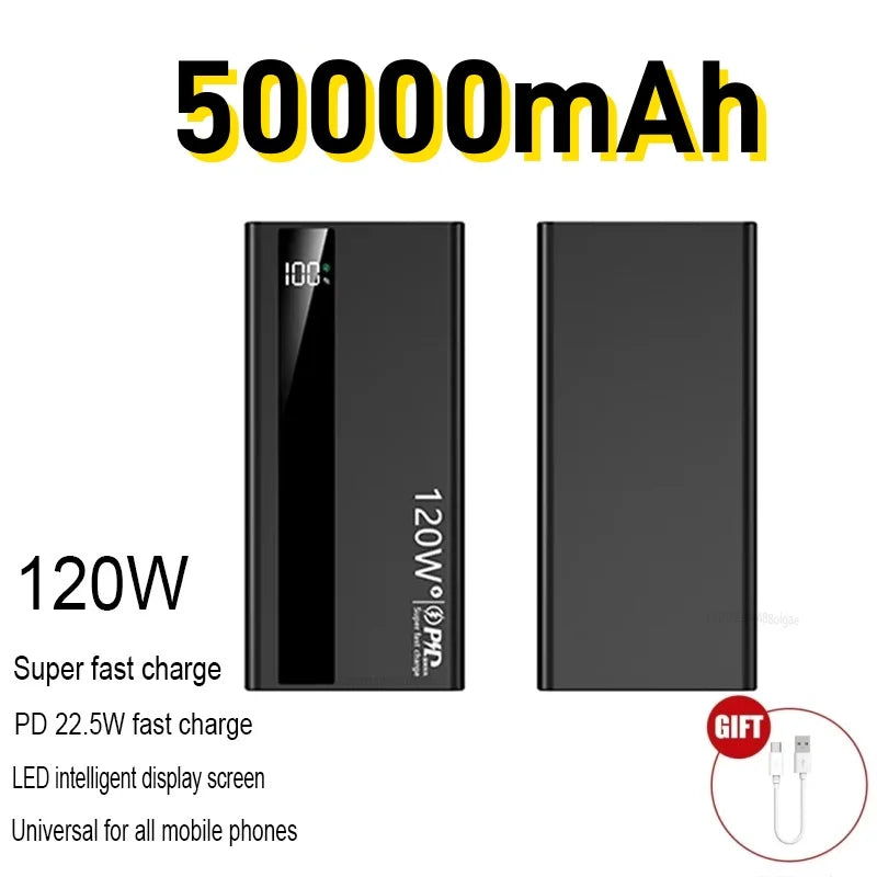120W Fast Charging Power Bank – 200,000mAh Portable Charger with LED Display