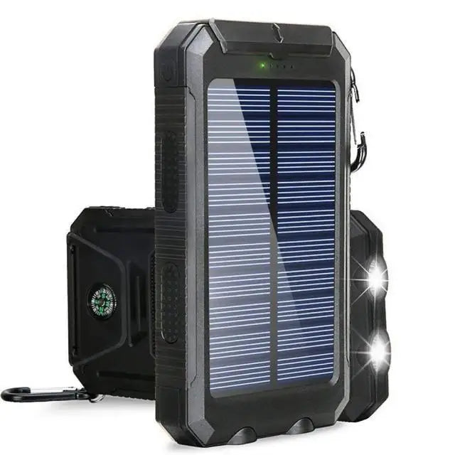 Solar Power Bank 80,000mAh – Portable Charger with LED Flashlight & Compass
