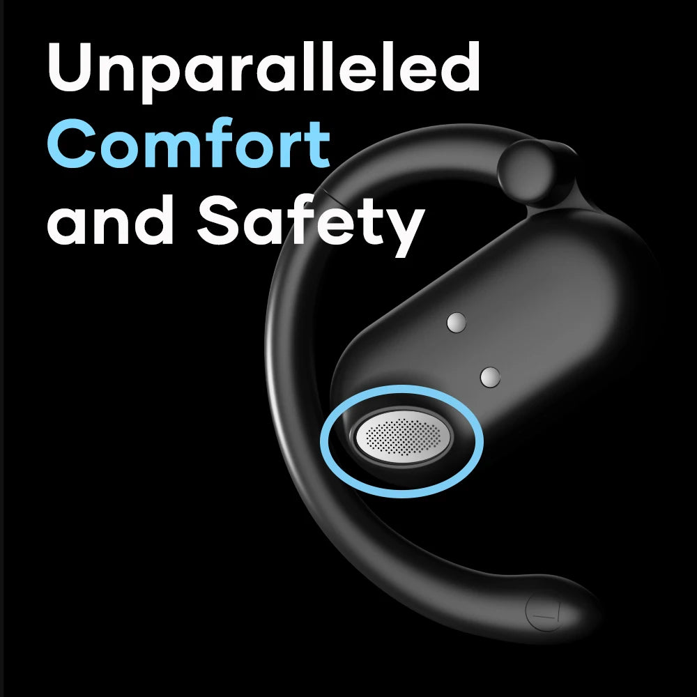 Wavefun Sense Open-Ear Wireless Headphones – Bluetooth 5.3 with Mic & Adjustable Hook