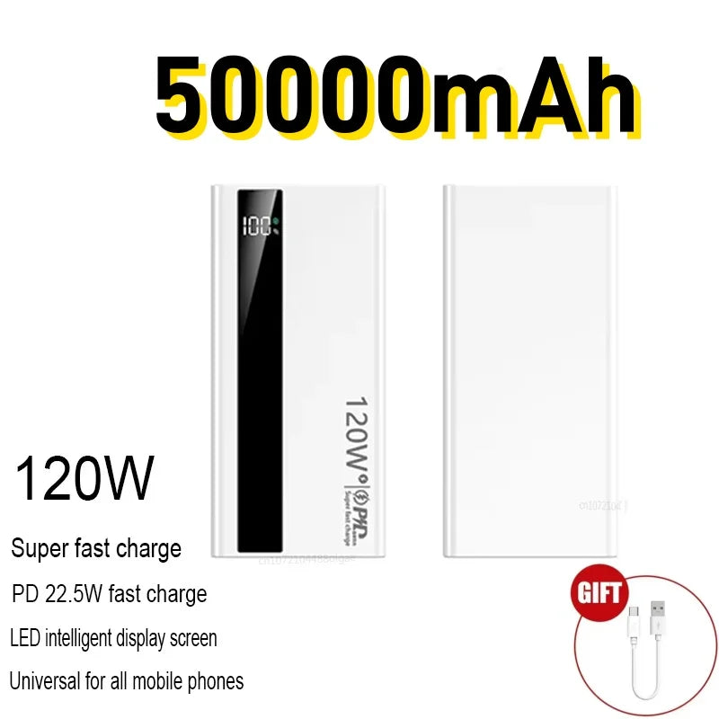 120W Fast Charging Power Bank – 200,000mAh Portable Charger with LED Display