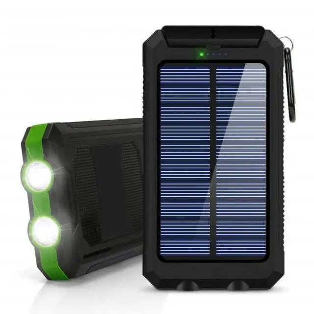 Solar Power Bank 80,000mAh – Portable Charger with LED Flashlight & Compass