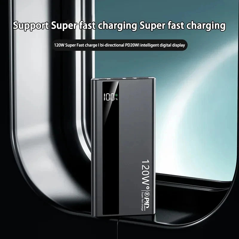 120W Fast Charging Power Bank – 200,000mAh Portable Charger with LED Display