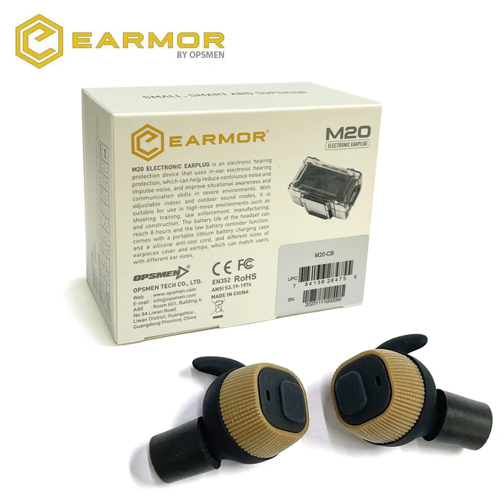 EARMOR M20 Electronic Tactical Earplugs – Hearing Protection for Shooting & Hunting