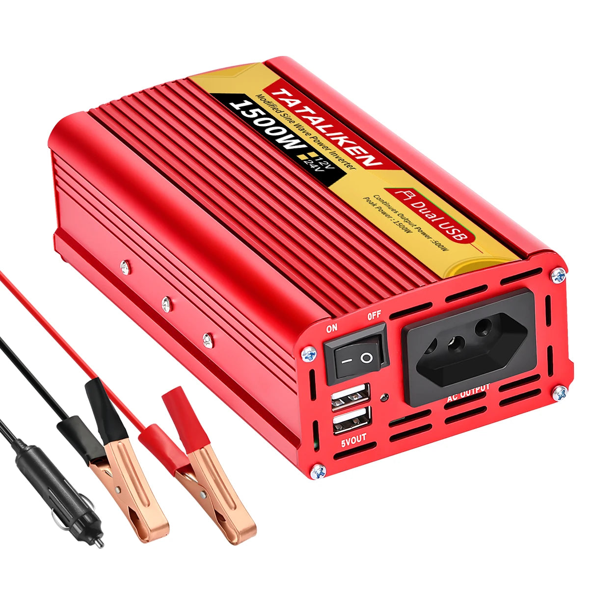 Car Power Inverter 600W–2500W – 12V DC to 110V/220V AC Converter with Dual USB