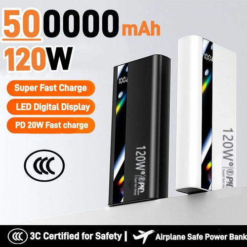 120W Fast Charging Power Bank – 200,000mAh Portable Charger with LED Display