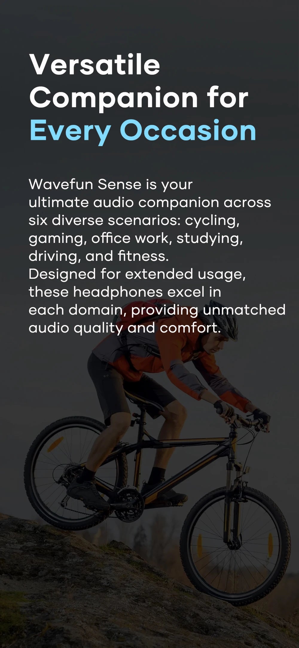 Wavefun Sense Open-Ear Wireless Headphones – Bluetooth 5.3 with Mic & Adjustable Hook