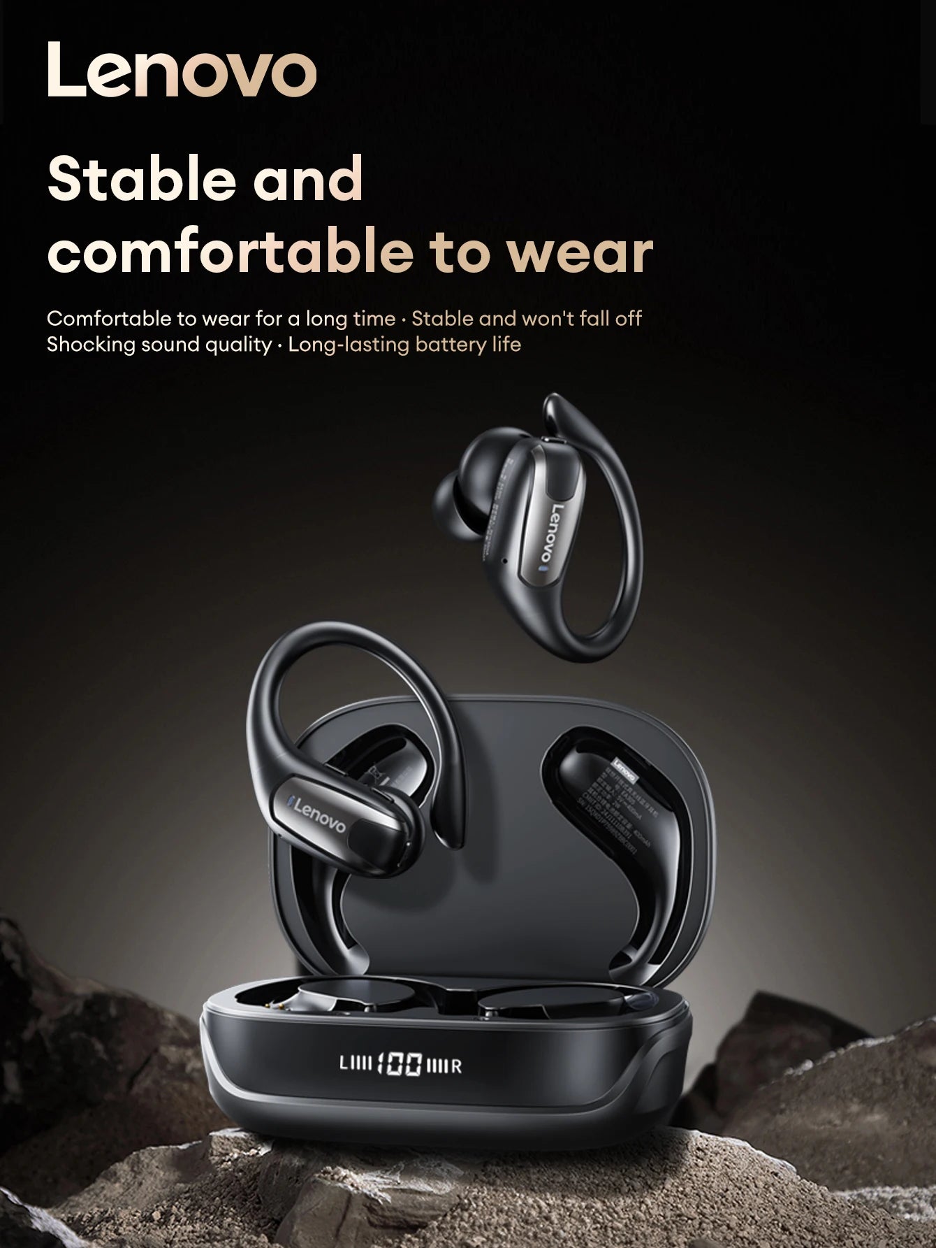 Lenovo EA305 Wireless Earphones – Bluetooth 5.4 OWS Open-Ear Gaming & Sport Headset