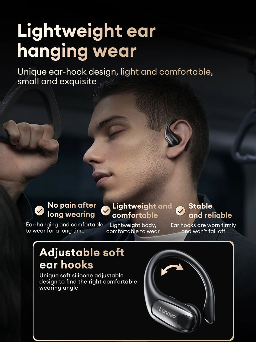 Lenovo EA305 Wireless Earphones – Bluetooth 5.4 OWS Open-Ear Gaming & Sport Headset